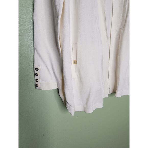 Charter Club Cardigan Sweater XL Ivory Open Front‎ Pockets Minimalist Neutral - Picture 2 of 4